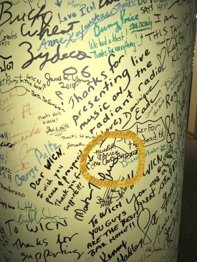 I signed the post in the WICN lobby.